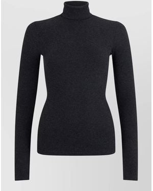 Agolde Ribbed Turtleneck Long Sleeve Knit Top - Blue