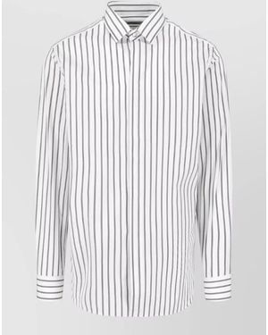 Tom Ford Striped Shirt Point Collar Casual Style - White