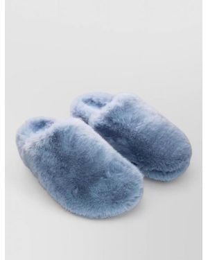 LA ROSE Indoor Faux Fur Slippers Open Back - Blue