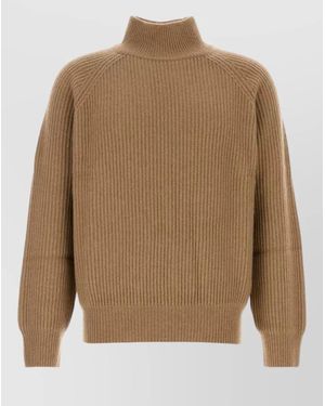 LeKasha Cashmere Lette High Neck Ribbed Jumper - Brown