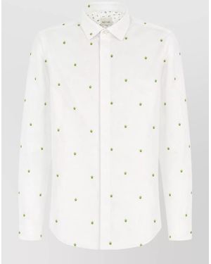 Paul Smith Embroidered Pattern Shirt Button Down Collar - Natural