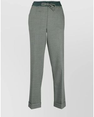P.A.R.O.S.H. Virgin Wool Fine-Check Tapered Cropped Pants - Gray