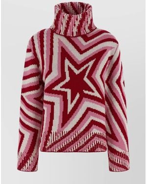 Perfect Moment Star Pattern High Neck Knit Jumper - Red
