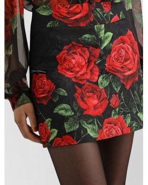 Dolce & Gabbana Floral-Print Mini Skirt - Red