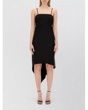 Helmut Lang Midi Dress Scarf Hem Spaghetti Straps - Black