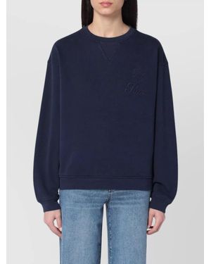 FRAME Crew Neck Cotton Blend Sweatshirt - Blue