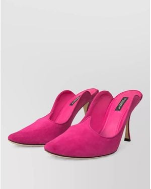 Dolce & Gabbana Suede Leather High-Heel Mules - Pink