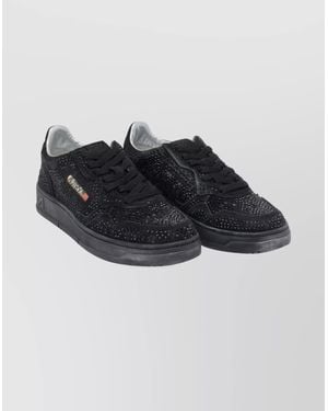 Autry Strass Embellished Low Top Sneakers - Black