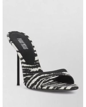 Paris Texas Fabric Mules Zebra Pattern Stiletto Heel - Metallic