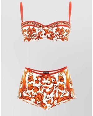 Dolce & Gabbana Maiolica Bikini Set Floral High Waist - Multicolor