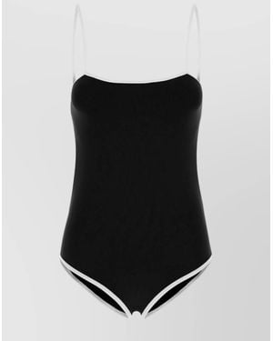 Miu Miu Trimmed Spaghetti Straps Stretch Lingerie - Black