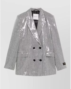 ERMANNO FIRENZE Sequined Double-Breasted Jacket - Gray