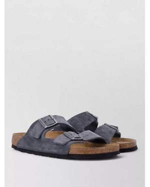 Birkenstock Arizona Suede Open Toe Slide Sandal - Blue