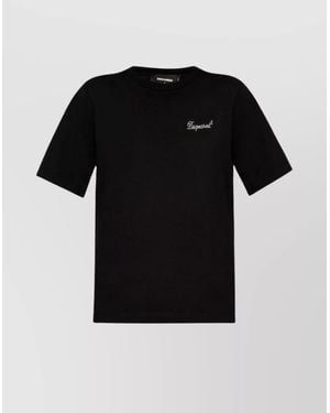 DSquared² Short Sleeve Crew Neck Relaxed Fit Tops - Black
