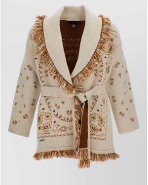 Alanui Belted Shawl Collar Nylon Silk Cardigan - Natural
