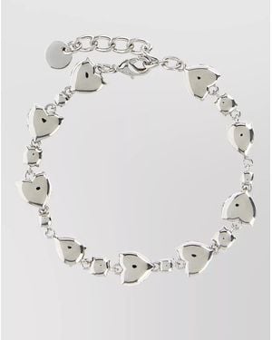 Self-Portrait Crystal Droplet Bracelet Adjustable Chain Hearts - Grey