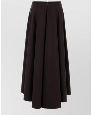 Agnona Stretch Poplin Midi Flared Skirt - Black