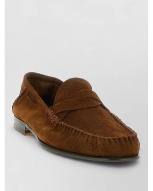 Tom Ford Ripley Loafers Penny Strap Round Toe Suede - Brown