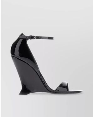 Ferragamo Leather Wedge Sandals - Black