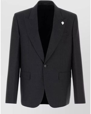 Gucci Wool Blazer Tailored Notch Lapel Design - Black