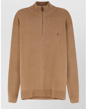 Polo Ralph Lauren Wool Half-Zip High-Neck Sweater - Brown