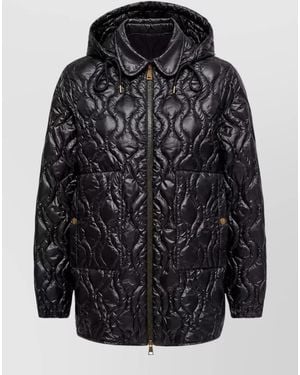 Moncler Balette Hooded Quilted Long Sleeve Jacket - Black