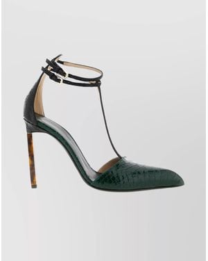 Tom Ford T-Bar Ankle Strap Pointed Toe Pumps - White
