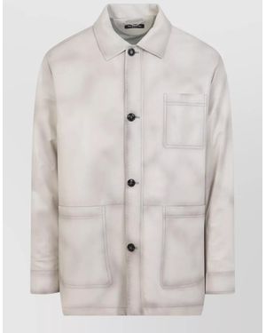 Kiton Lamb Leather Jacket - White