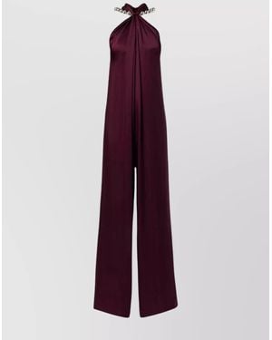 Stella McCartney Sphere Embellished Jumpsuit Halterneck Wide Leg - Purple