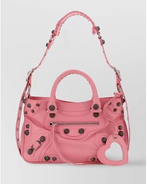 Balenciaga Neo Cagole Medium Leather Shoulder Bag - Pink