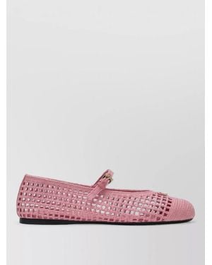 Prada Mesh Ballerina Shoes Flat Sole Round Toe - Pink