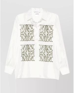 Max Mara Collared Embellished Shirt Relaxed Fit - White