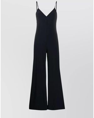 Norma Kamali V-Neck Sleeveless Wide-Leg Jumpsuit - Blue