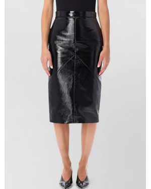 Lanvin Vinyl Paneled Midi Pencil Skirt - Black