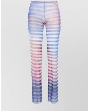 Jean Paul Gaultier Printed Mesh Flared Trousers - Blue