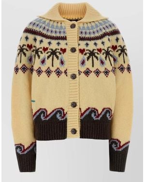 Alanui Wool Cardigan Embroidery Cropped Pattern Collar - Metallic
