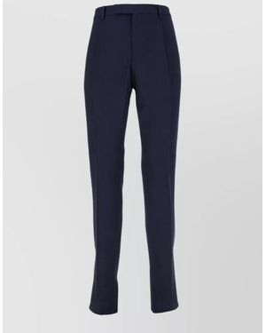 Lardini Tailored Pants Back Pockets Belt Loops Creased - Blue
