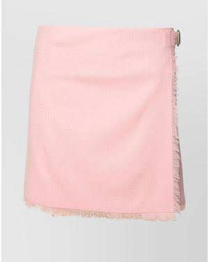 Burberry Wool Wrap Mini Pleated Skirt - Pink