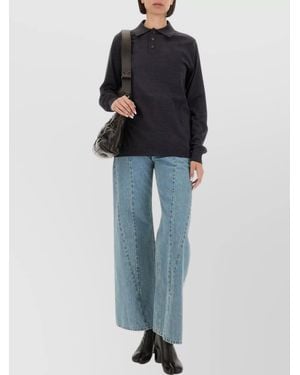 Maison Margiela Wool Regular-Fit Polo Top - Blue