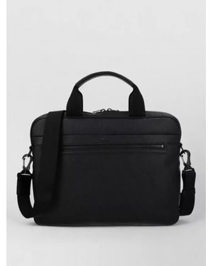 HUGO Briefcase Textured Finish Adjustable Strap Handles - Black