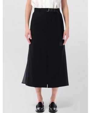 Sacai Tailored Wool Blend Midi Skirt - Black