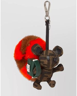 Fendi Leather Charm Keyring - Red