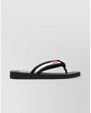 KENZO Striped Logo-Patch Slides - Black