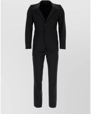 Prada Tailored Wool Blend Suit With Notched Lapel - Black