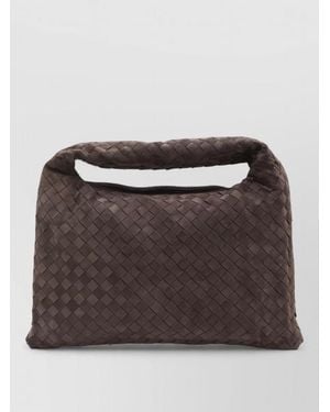 Bottega Veneta Hop Small Suede Clutch Bag - Brown