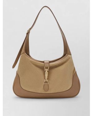 Gucci Shoulder Bag Adjustable Strap Buckle Detail - Natural