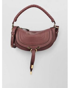 Chloé Marcie Mini Leather Crossbody Bag Handle - Pink