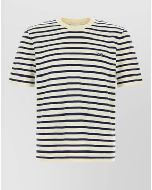 Prada Striped Embroidered Cotton Short-Sleeve T-Shirt - Multicolour
