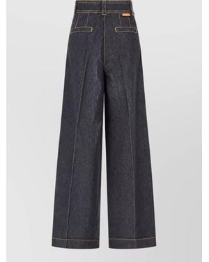 Zimmermann Denim Pleated Wide-Leg Jeans - Blue