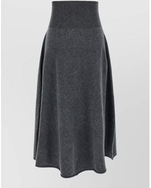 Extreme Cashmere Cashmere Ribbed High-Rise Flared Midi Skirt - Grey
